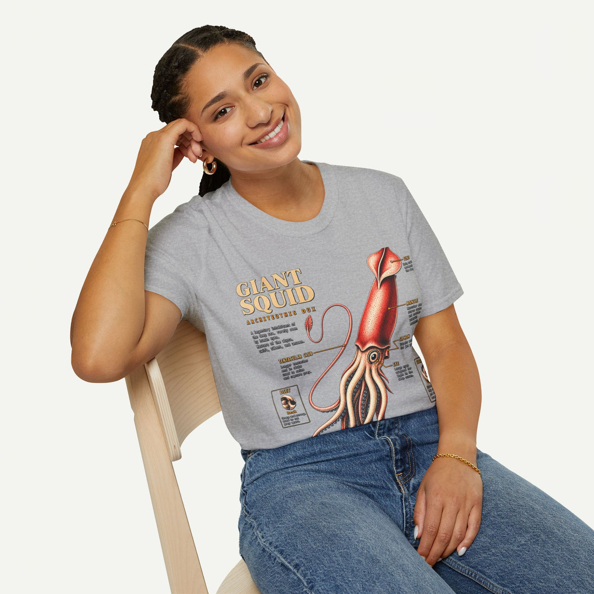 Squid Anatomy Graphic T-Shirt — 'Giant Squid' Vintage Scientific Illustration