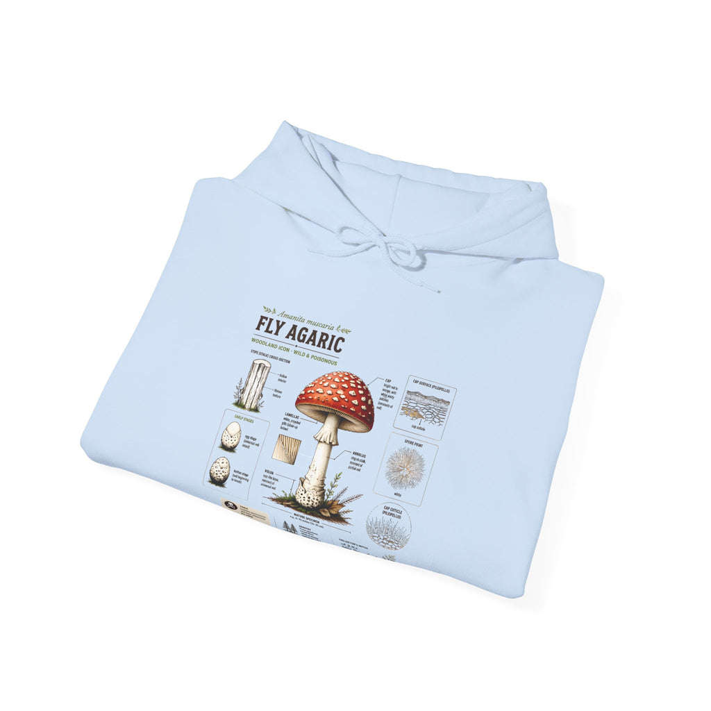Fly Agaric Mushroom Hoodie – Vintage Mycology Diagram Sweatshirt