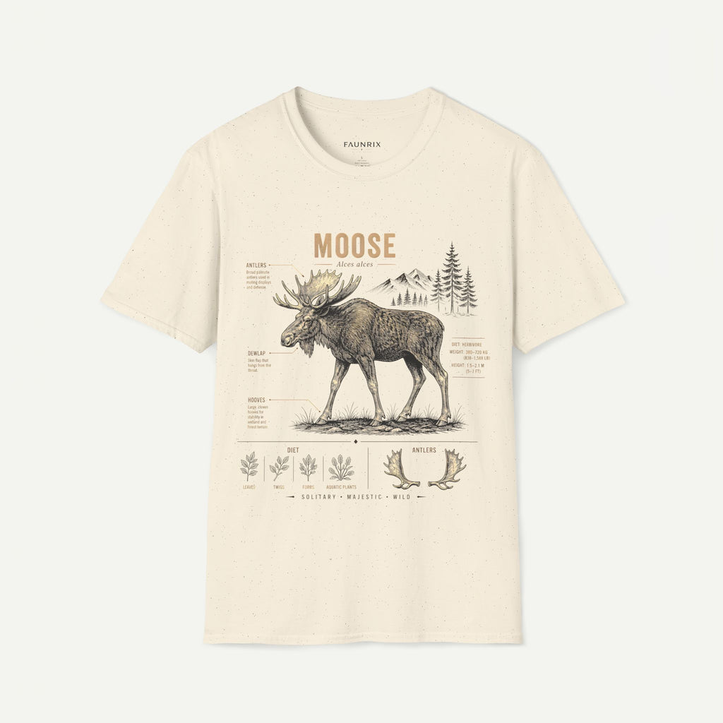 Moose Anatomy T-Shirt — Rustic Woodland Graphic Tee with Moose Design