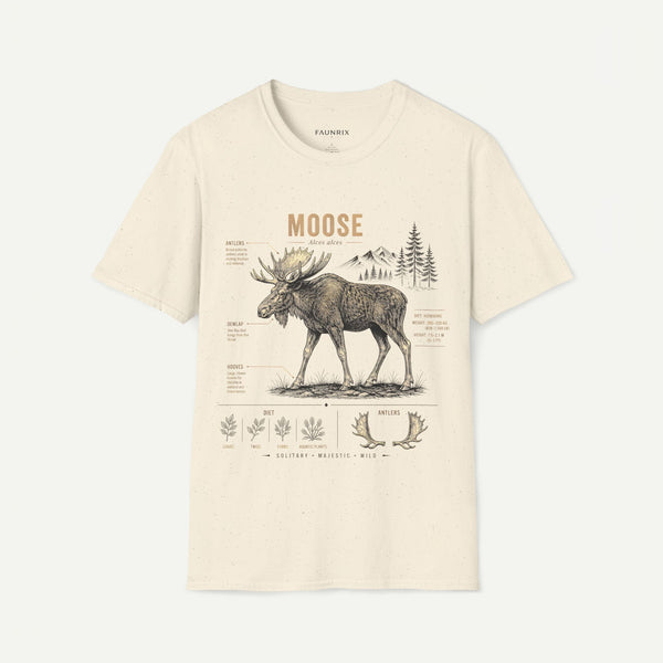 Moose Anatomy T-Shirt — Rustic Woodland Graphic Tee with Moose Design
