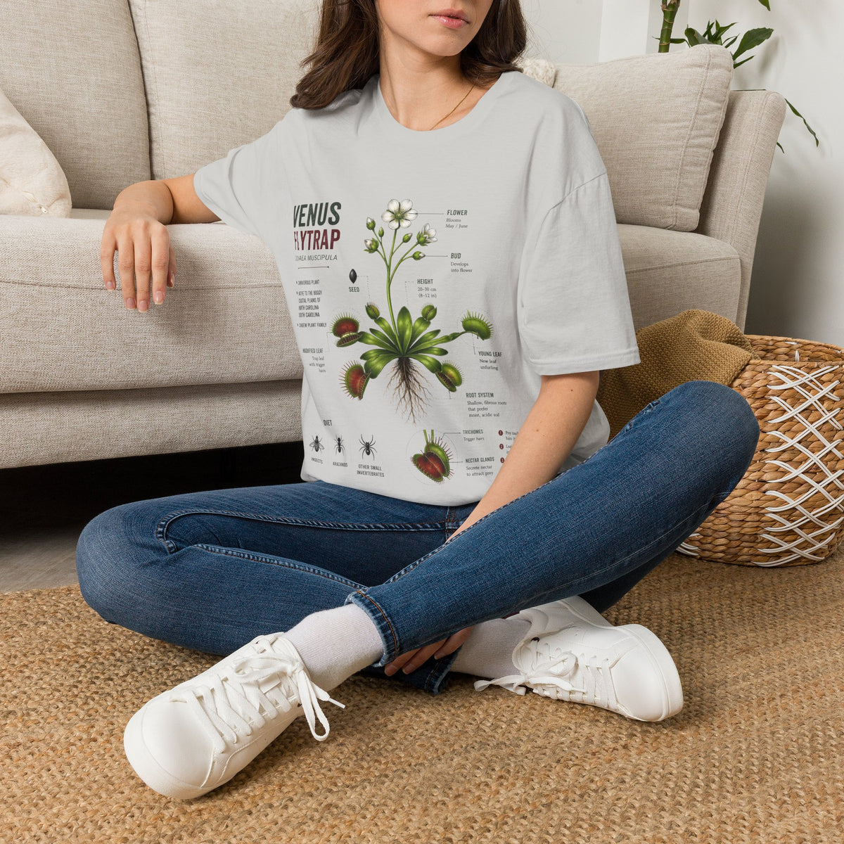Venus Flytrap Anatomy Botanical T-Shirt – Illustrated Plant Diagram Tee