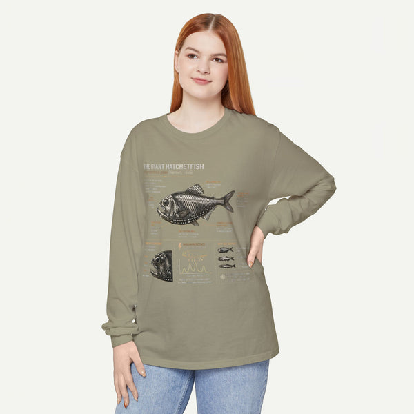Hatchetfish Anatomy Long Sleeve T‑Shirt — Scientific Fish Illustration Tee