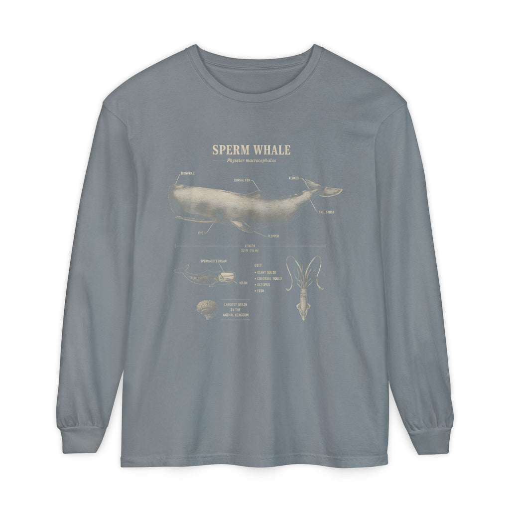 Sperm Whale Anatomy Long Sleeve Tee — Marine Life Graphic Shirt