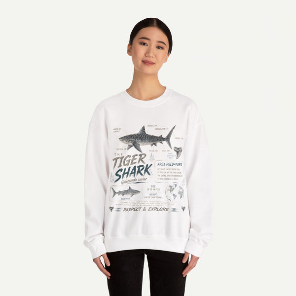 Tiger Shark Anatomy Sweatshirt — Marine Biology Graphic Crewneck
