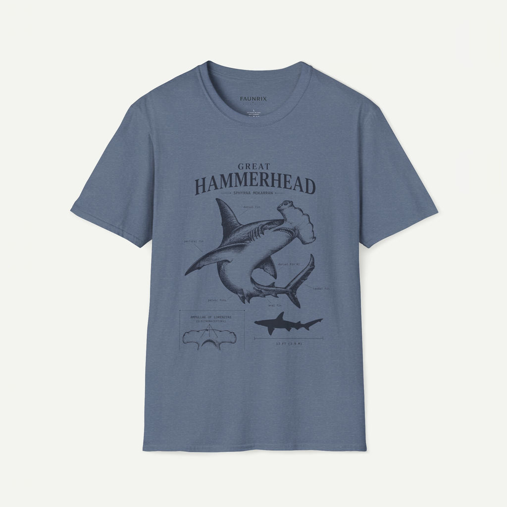 Hammerhead Shark Anatomy Tee — Vintage Great Hammerhead Graphic T-Shirt