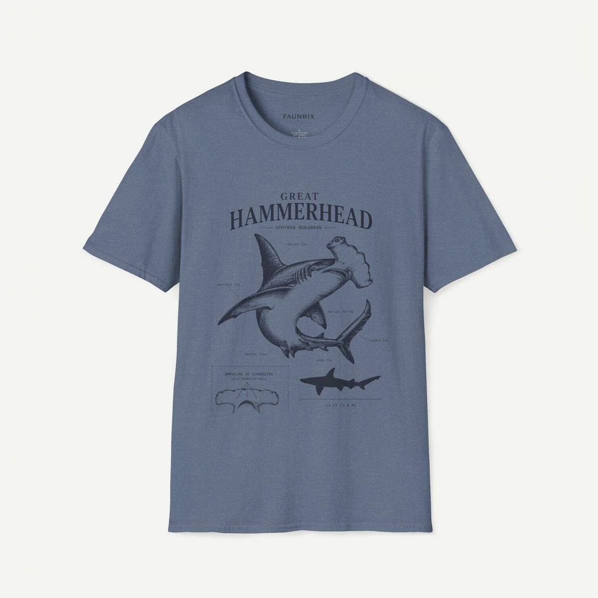 Hammerhead Shark Anatomy Tee — Vintage Great Hammerhead Graphic T-Shirt