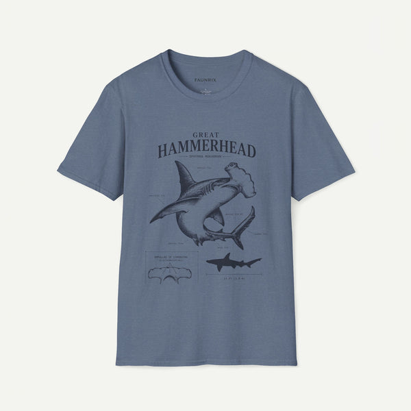 Hammerhead Shark Anatomy Tee — Vintage Great Hammerhead Graphic T-Shirt