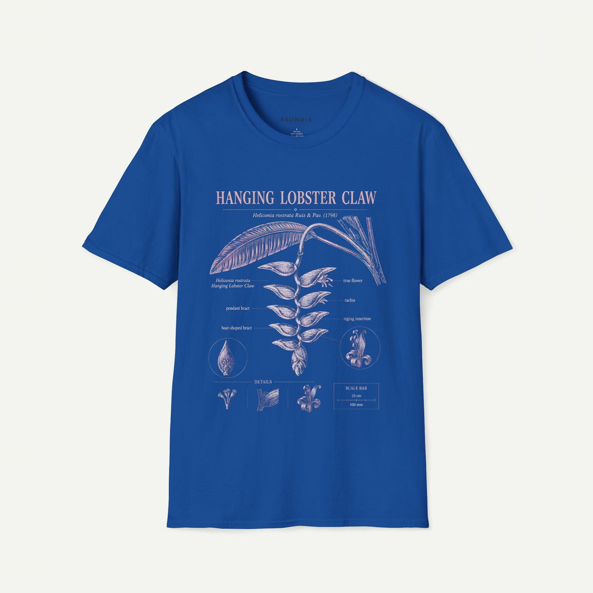 Hanging Lobster Claw Botanical T-Shirt — Vintage Floral Plant Illustration Tee