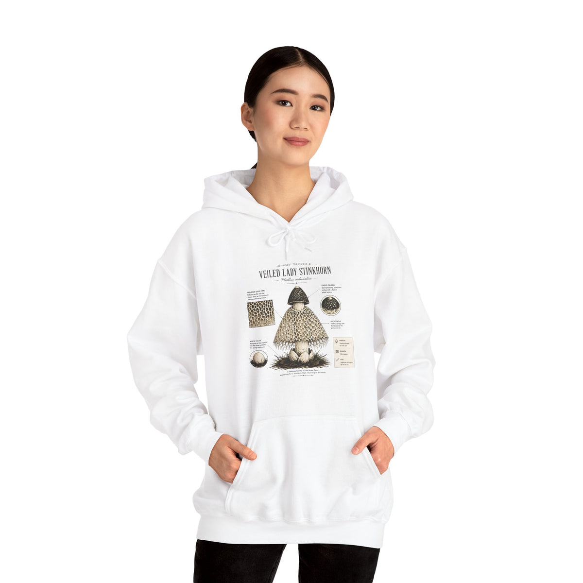 Mushroom Guide Hoodie — Velvet-Lady Stropharia Fungi Illustration Sweatshirt