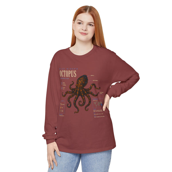 Octopus Anatomy Long Sleeve Tee — Vintage Marine Biology Graphic Shirt