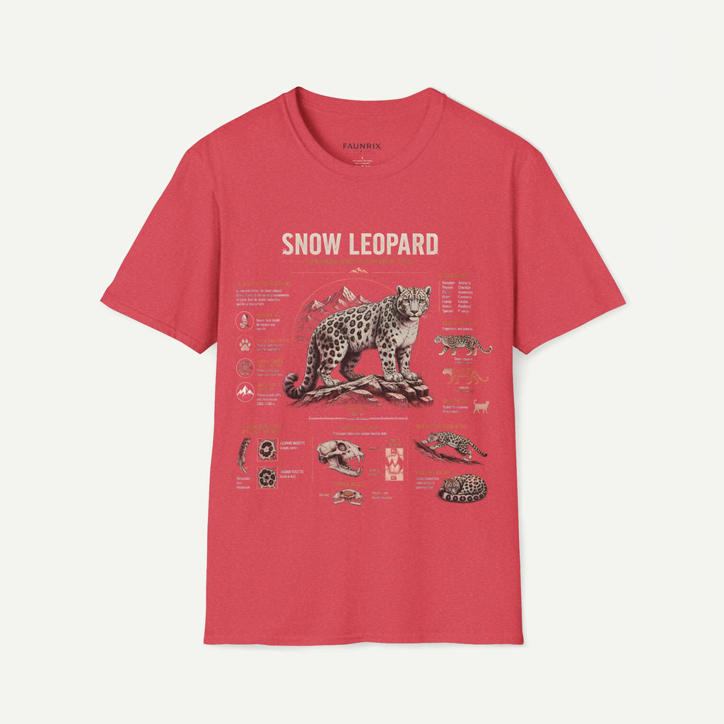 Snow Leopard Anatomy T-Shirt — Vintage Wildlife Illustration Tee