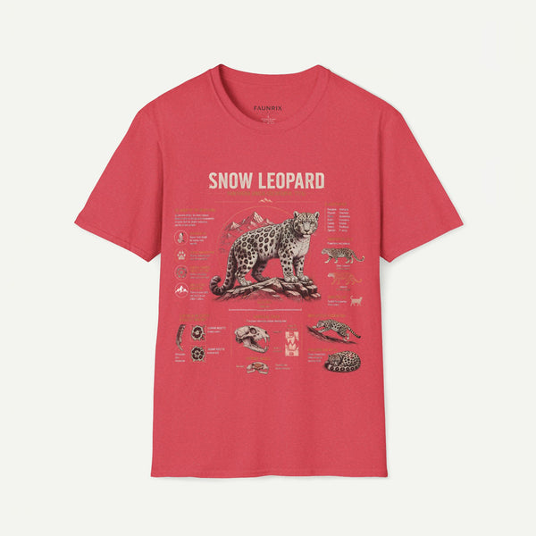 Snow Leopard Anatomy T-Shirt — Vintage Wildlife Illustration Tee
