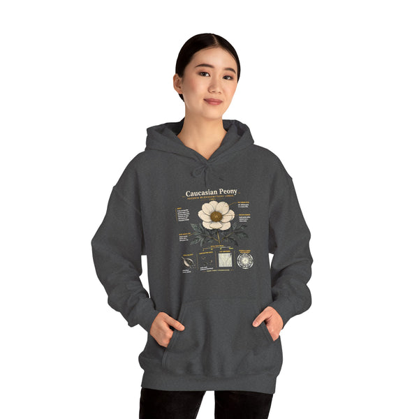 Magnolia Botany Hoodie — 'Caucasian Peony' Floral Diagram Hooded Sweatshirt