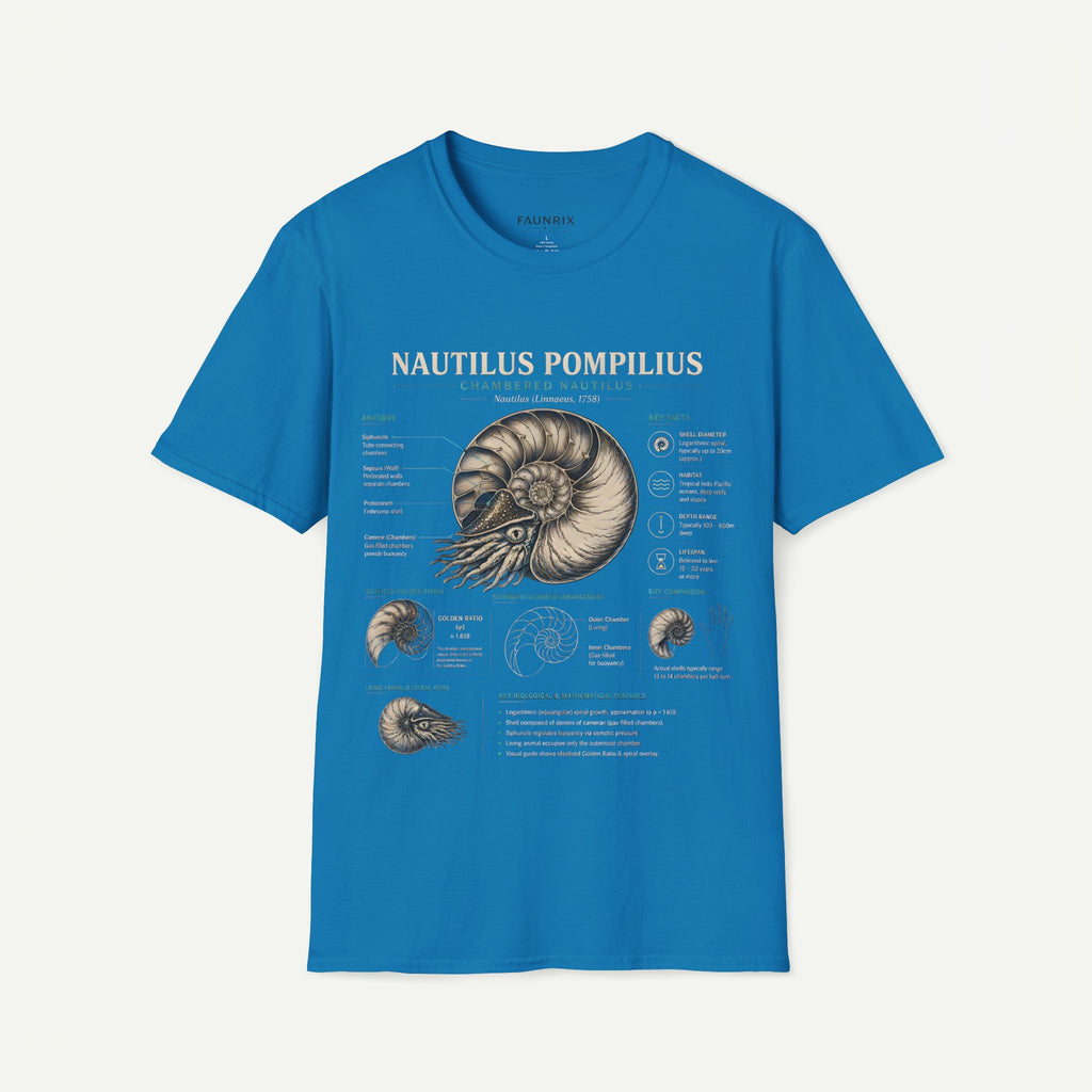 Nautilus Pompilus Shell Anatomy T-Shirt — Vintage Scientific Illustration Tee