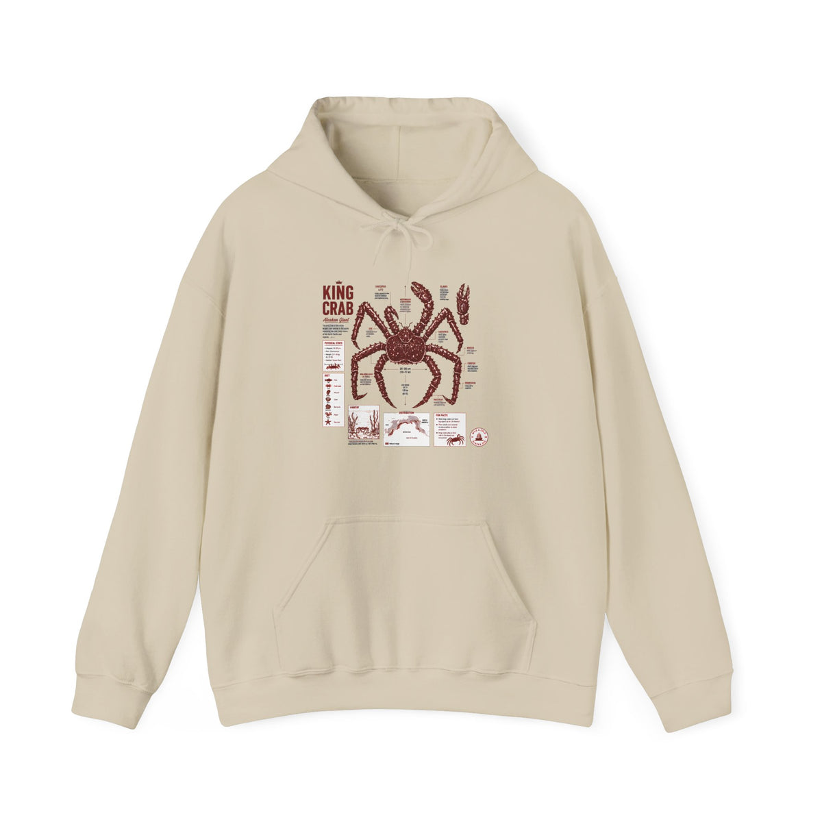 King Crab Anatomy Hoodie — Vintage Seafood Diagram Sweatshirt