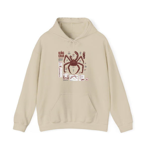 King Crab Anatomy Hoodie — Vintage Seafood Diagram Sweatshirt