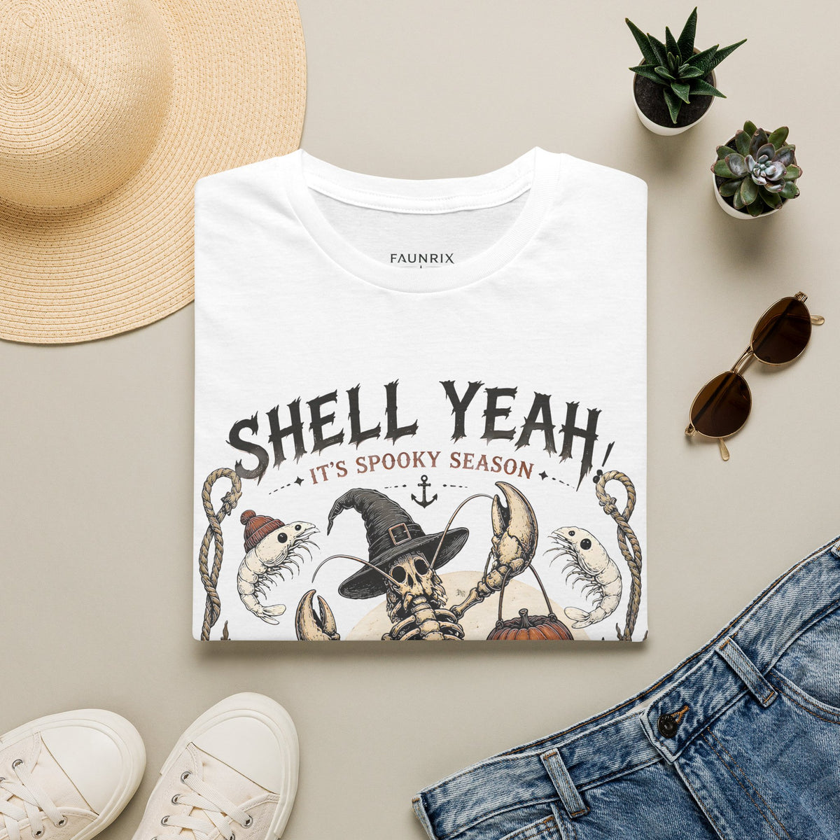 Shell Yeah! It's Spooky Season Tee — Halloween Crab Witch Graphic T-Shirt