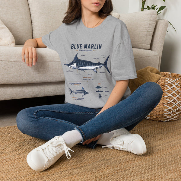Blue Marlin Anatomy T-Shirt — Vintage Marine Fish Illustration Tee