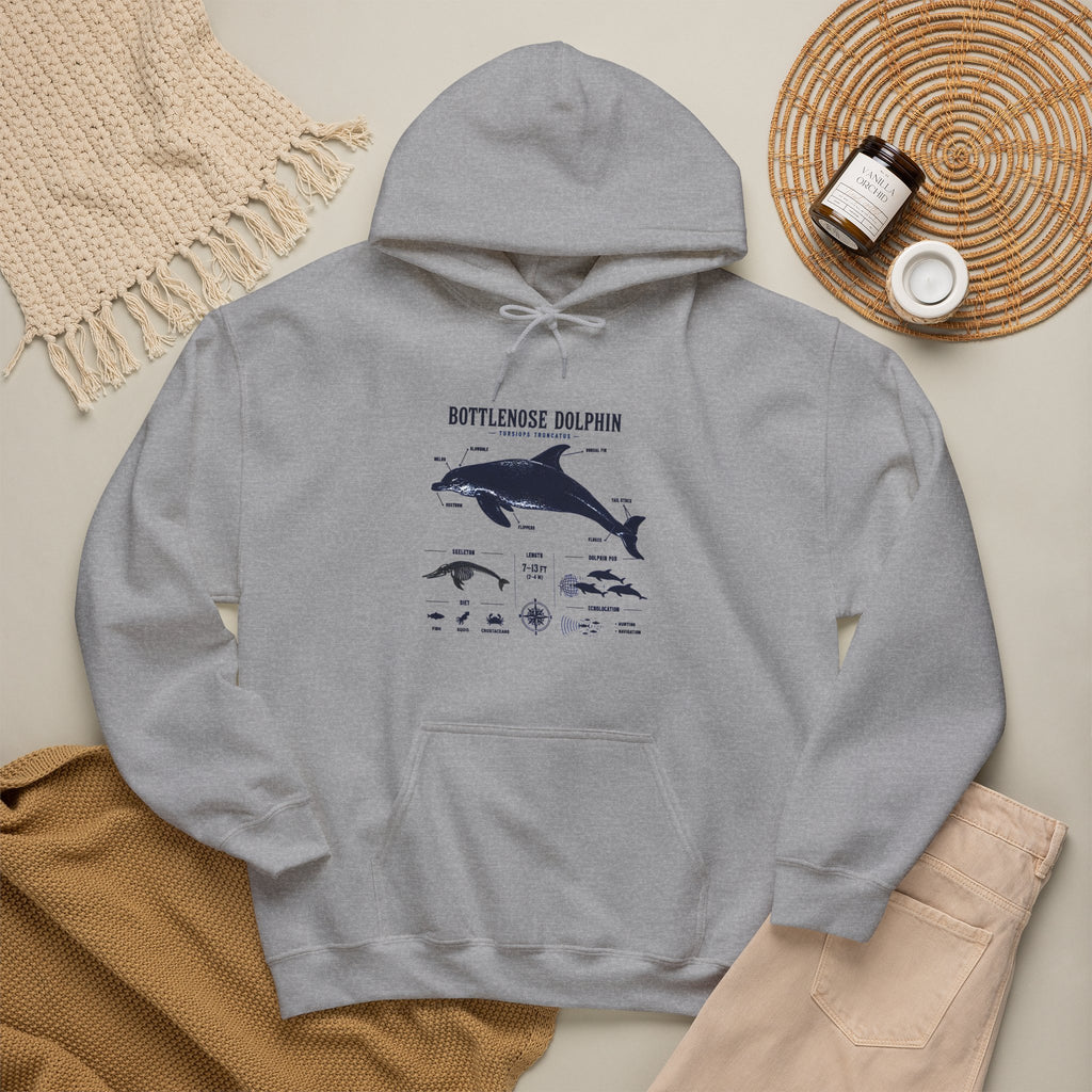 Bottlenose Dolphin Diagram Hoodie – Marine Life Anatomy Sweatshirt