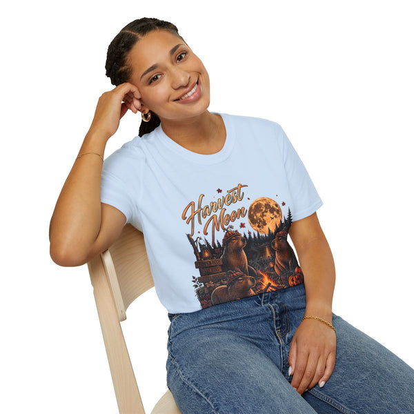 Harvest Moon T-Shirt — Autumn Campfire Bear Forest Tee