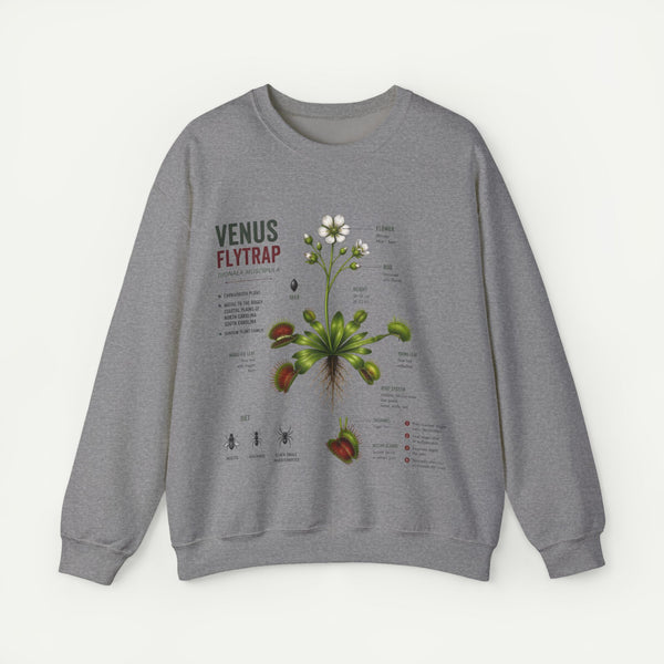 Venus Flytrap Botanical Crewneck Sweatshirt — Vintage Plant Illustration Tee