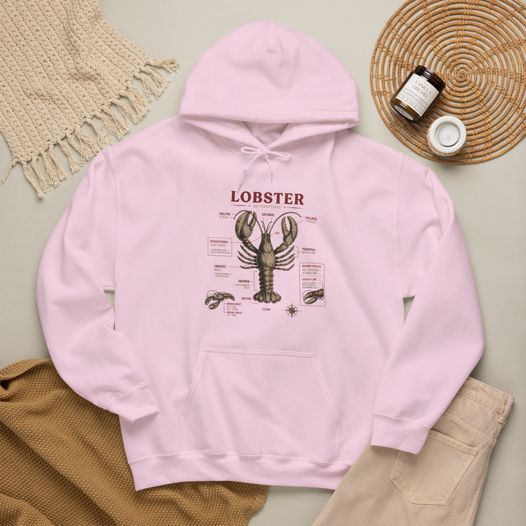 Lobster Anatomy Hoodie – Nautical Seafood Illustration Pullover