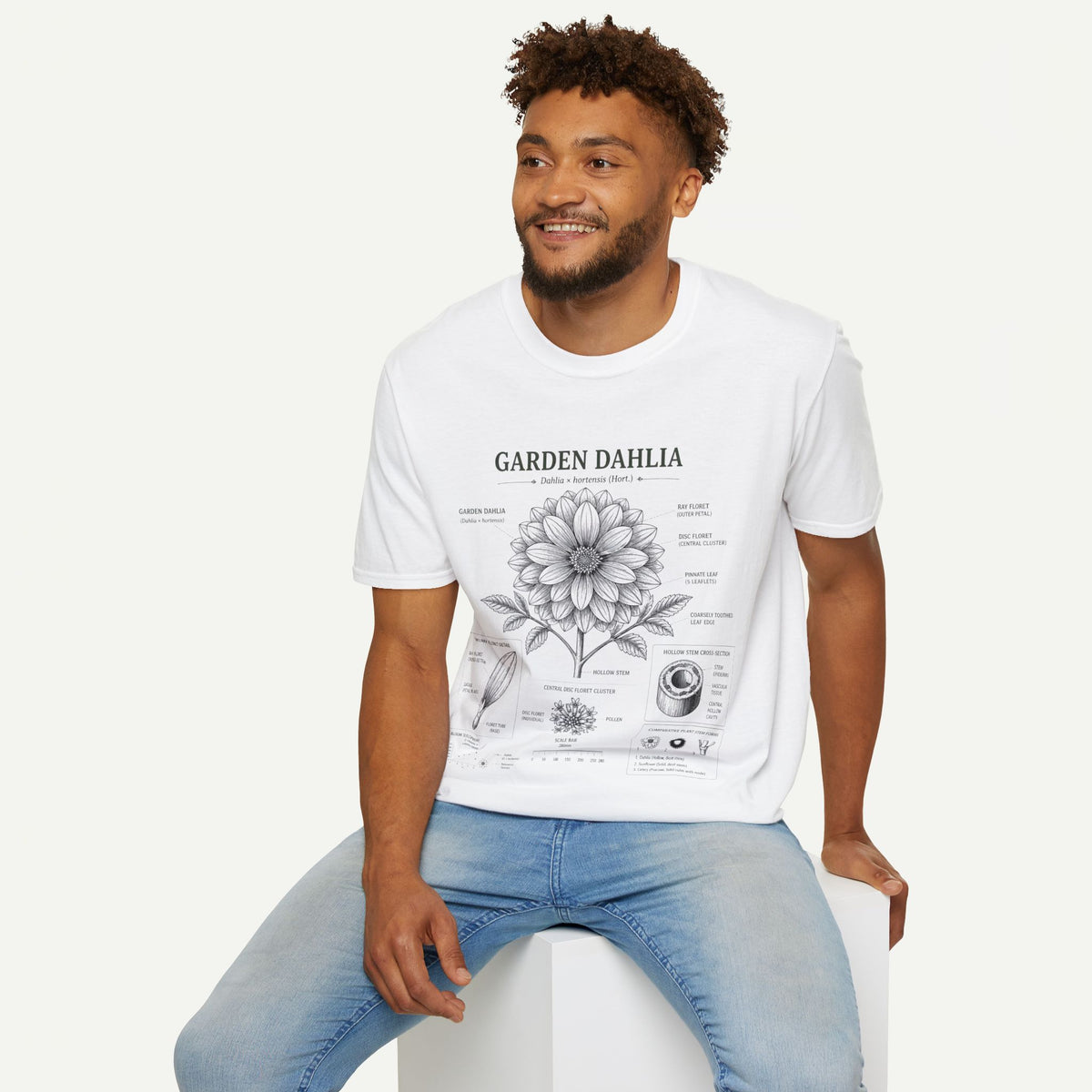 Dahlia Botanical Tee — 'Garden Dahlia' Floral Anatomy T-Shirt