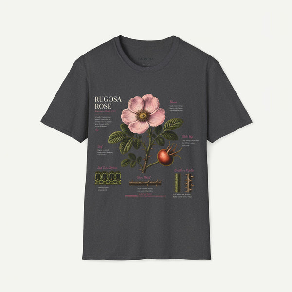 Botanical Rose Anatomy T-Shirt – Vintage Floral Illustration Tee