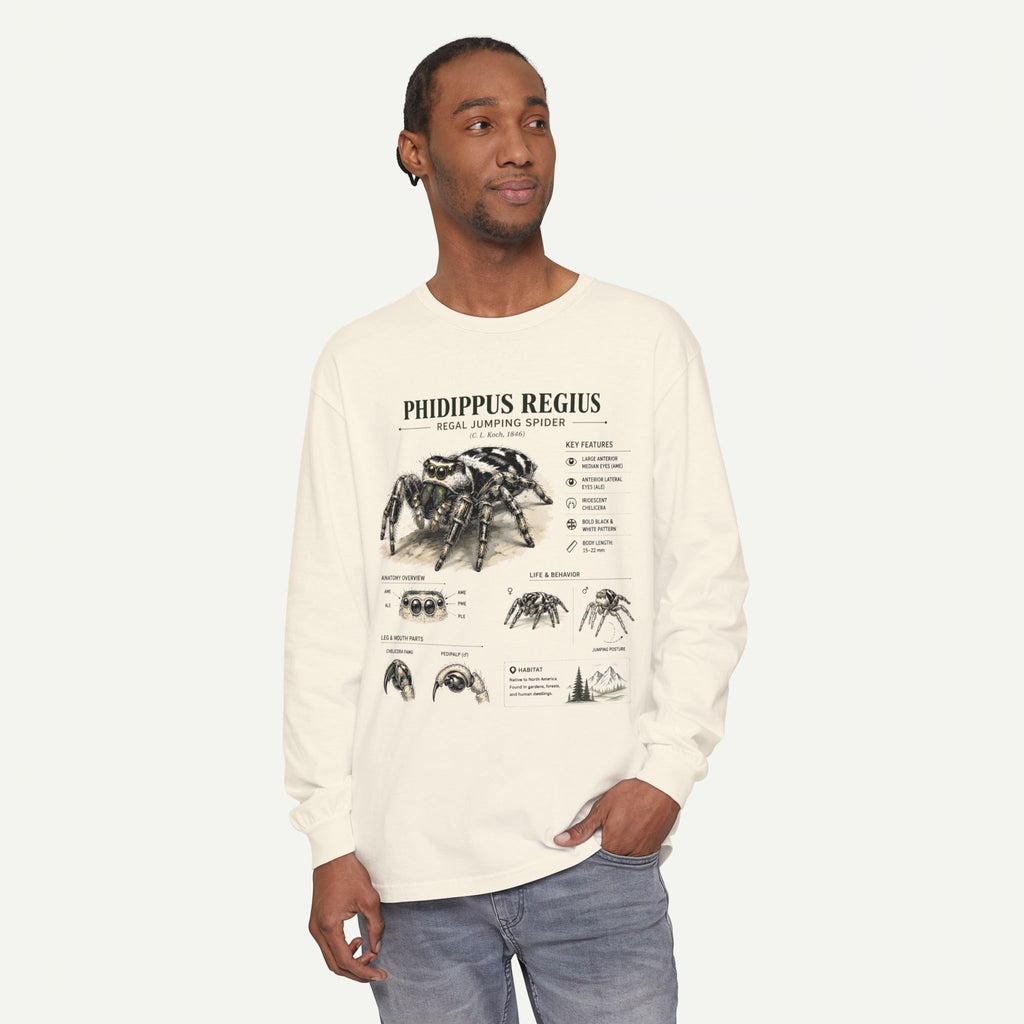 Phidippus Regius Jumping Spider Illustration Long Sleeve Tee
