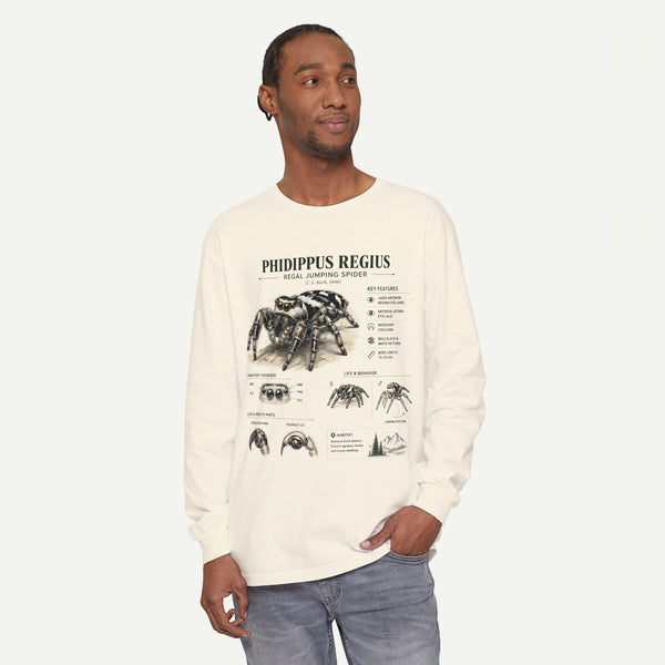 Phidippus Regius Jumping Spider Illustration Long Sleeve Tee