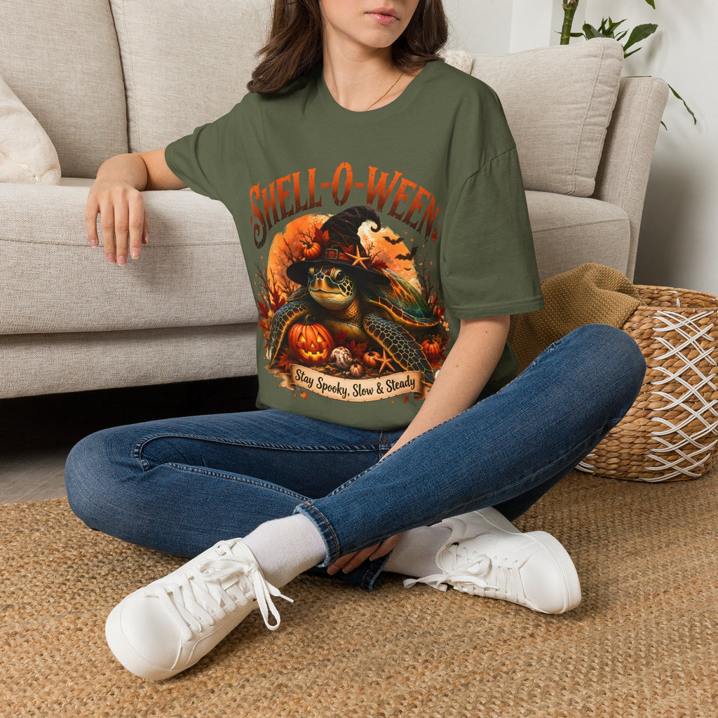 Shell-O-Ween T-Shirt — Spooky Pumpkin Witch Halloween Tee