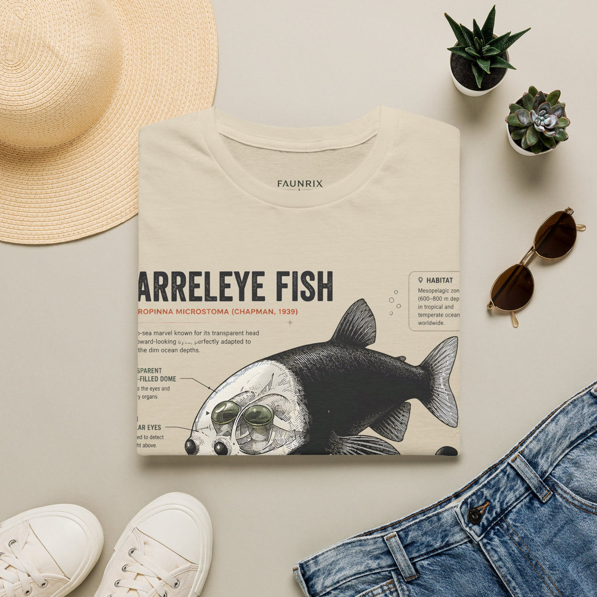 Barreleye Fish Anatomy T-Shirt — Deep Sea Biology Graphic Tee
