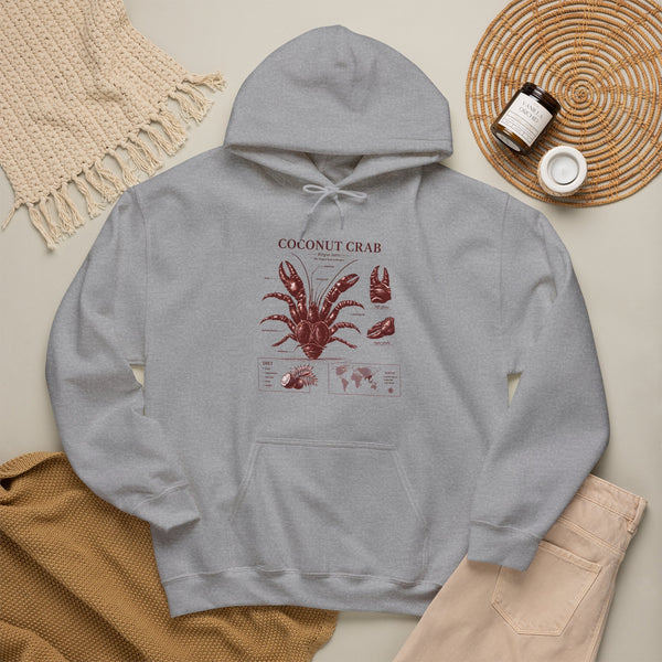 Coconut Crab Anatomy Hoodie — Vintage Botanical & Marine Study Print