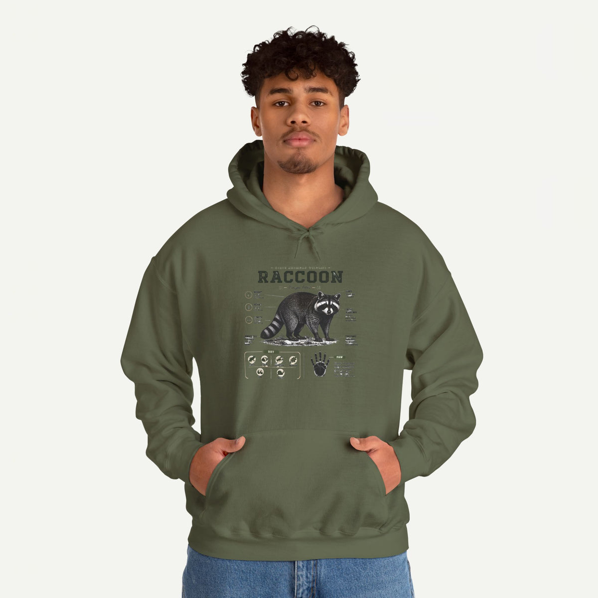 Raccoon Anatomy Hoodie — Vintage Wildlife Illustration Sweatshirt