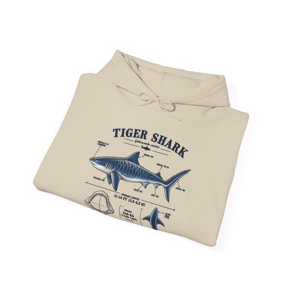 Tiger Shark Anatomy Hoodie — Nautical Science Graphic Pullover