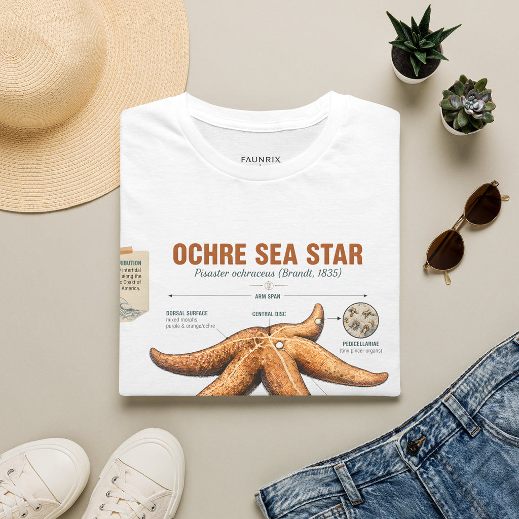 Sea Star Anatomy T-Shirt — Ochre Starfish Illustration Tee