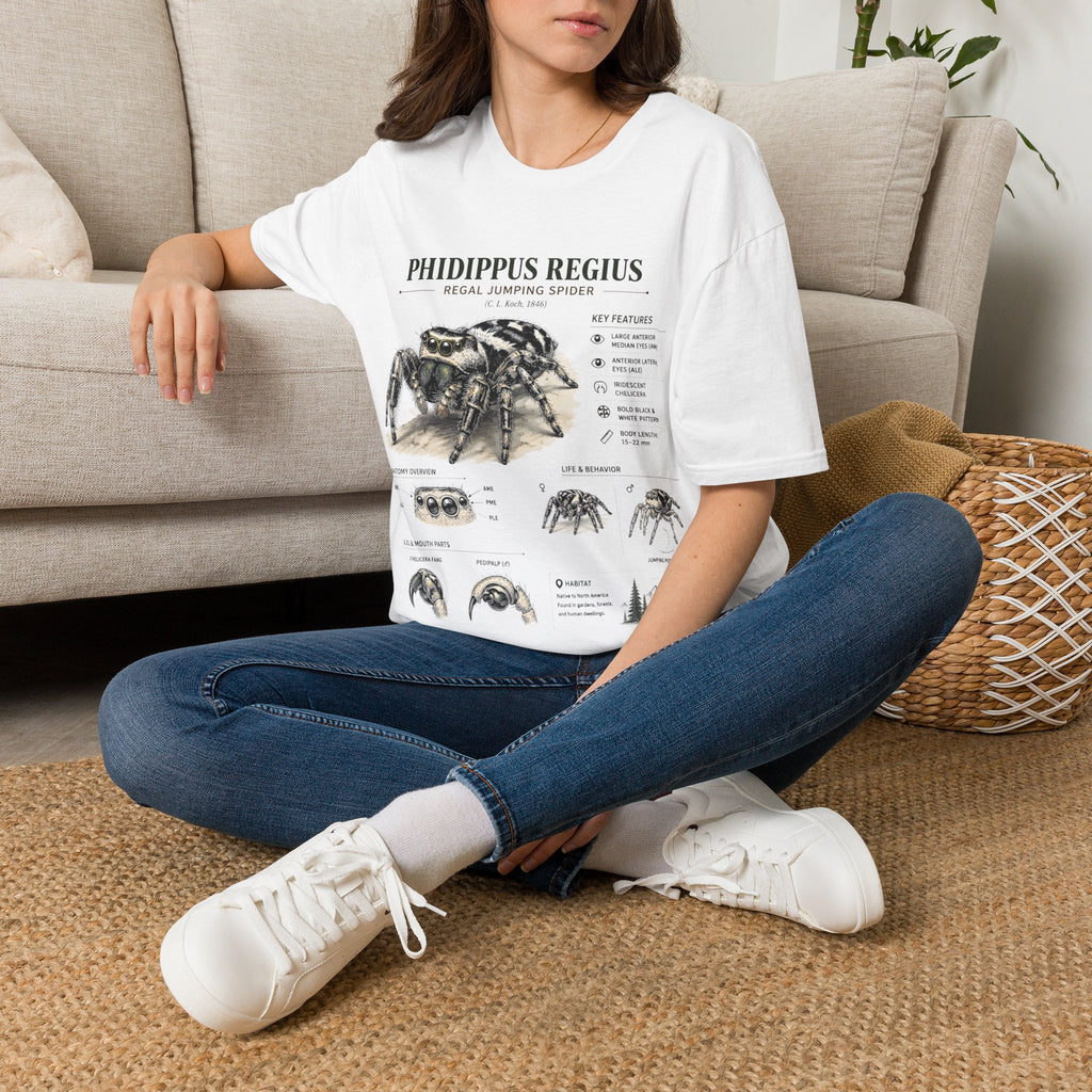 Phidippus Regius Jumping Spider Anatomy T-Shirt — Educational Arachnid Tee