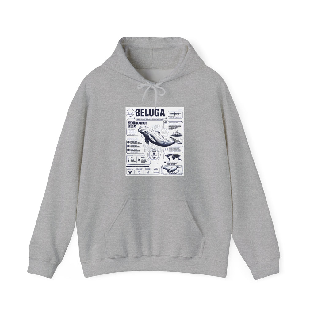Beluga Whale Graphic Hoodie - Marine Life Diagram Sweatshirt