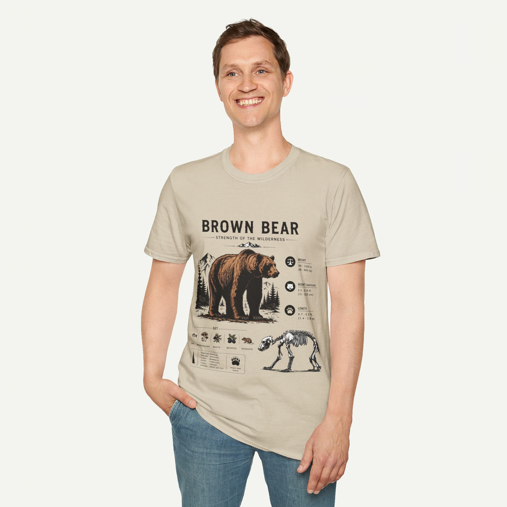 Brown Bear Anatomy Graphic T-Shirt — Wildlife Illustration Tee