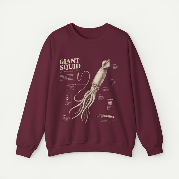 Giant Squid Anatomy Sweatshirt — Vintage Nautical Marine Biology Crewneck