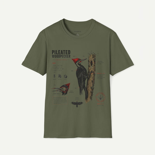 Pileated WoodpeckerAnatomy T-Shirt — Vintage Ornithology Bird Illustration Tee