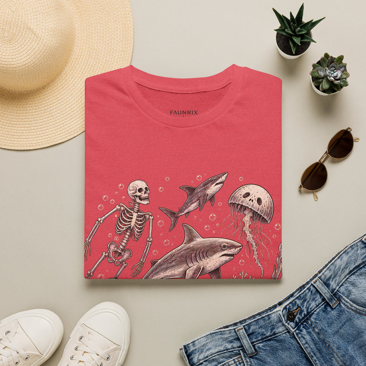 Ocean Skeleton Tee — "Lost in the Deep" Shark & Jellyfish Graphic Shirt
