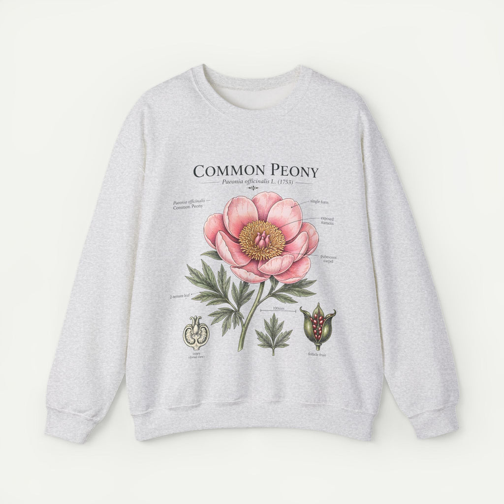 Peony Botanical Sweatshirt — "Common Peony" Floral Crewneck