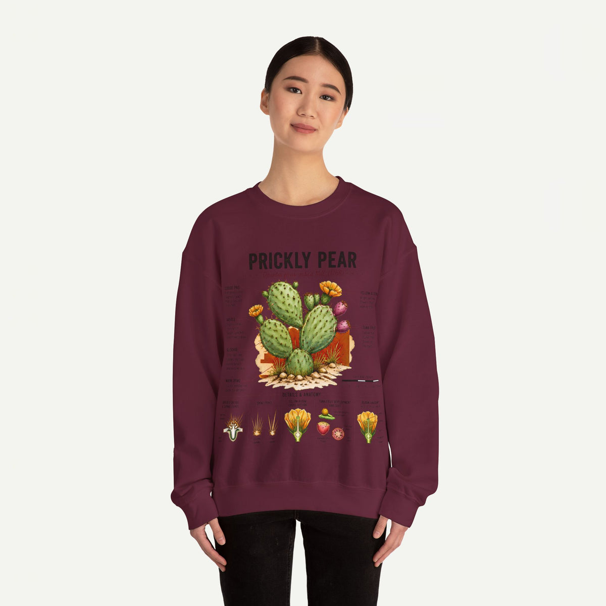 Prickly Pear Botanical Sweatshirt — Cactus Illustration Guide Crewneck