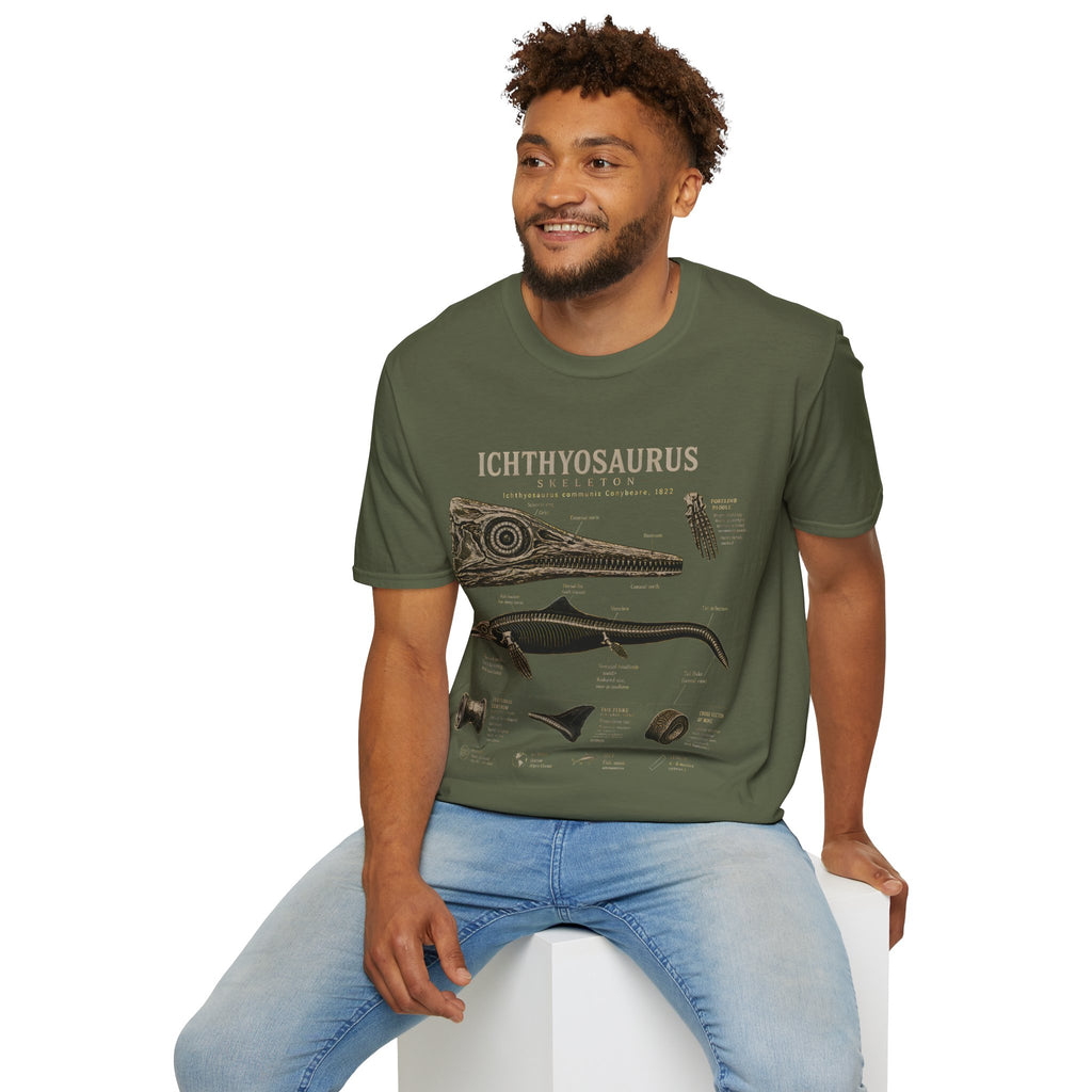 Ichthyosaurus Fossil Illustration T-Shirt