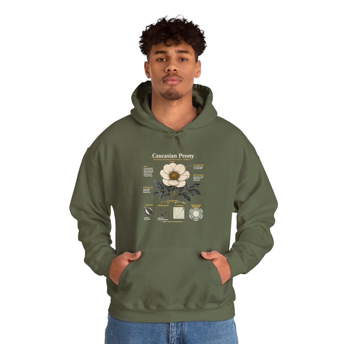 Magnolia Botany Hoodie — 'Caucasian Peony' Floral Diagram Hooded Sweatshirt