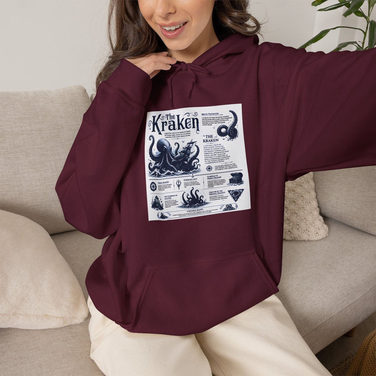 Kraken Nautical Hoodie – Vintage Sea Monster Diagram Sweatshirt