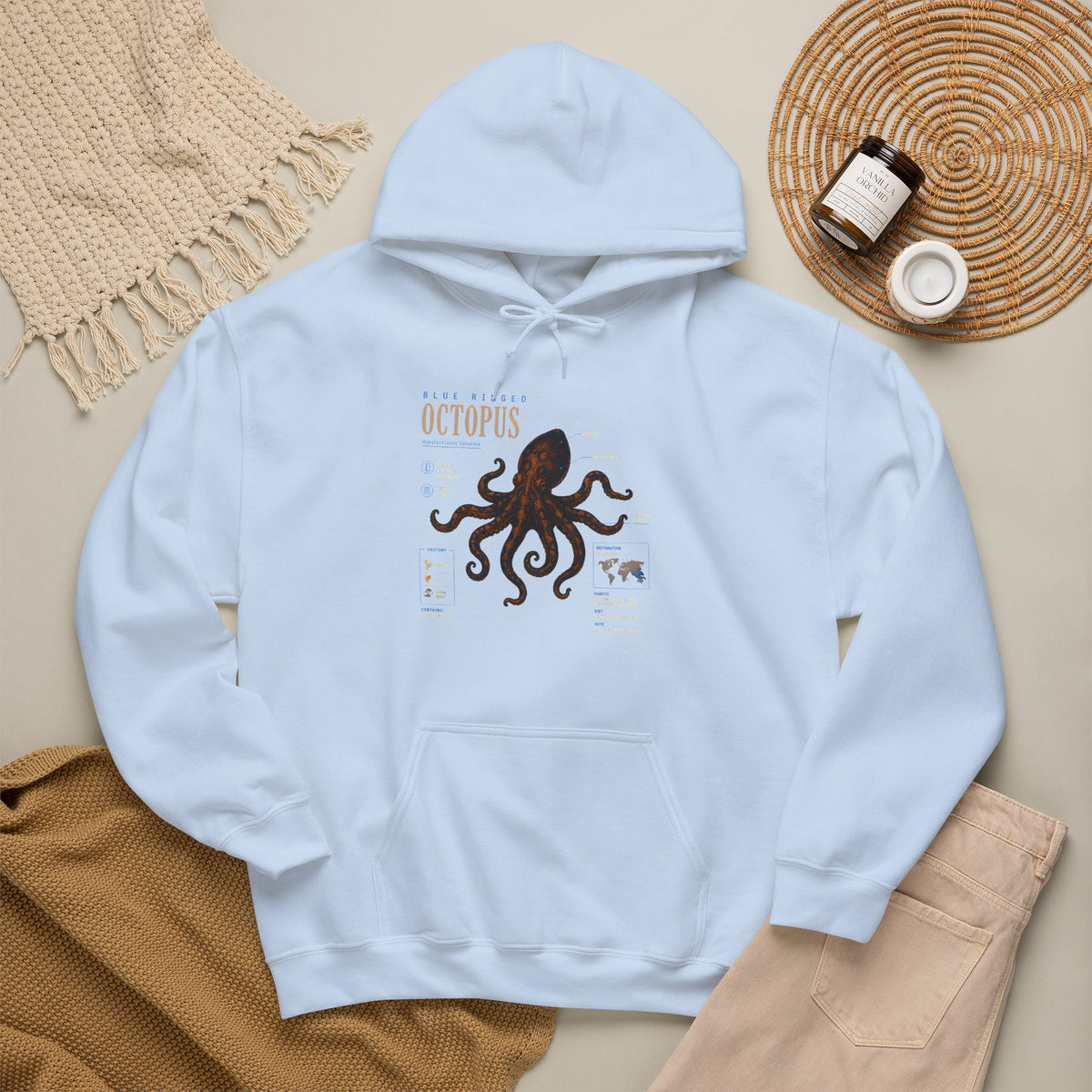 Octopus Specimen Hoodie — Vintage Marine Biology Illustration Sweatshirt