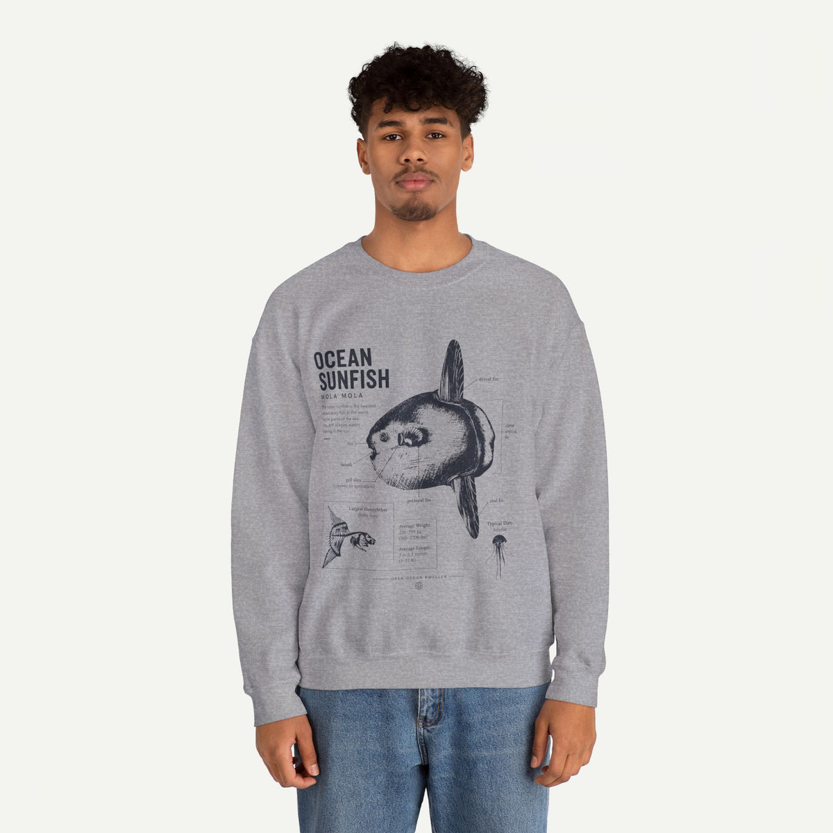 Ocean Sunfish Sweatshirt — Vintage Marine Illustration Pullover