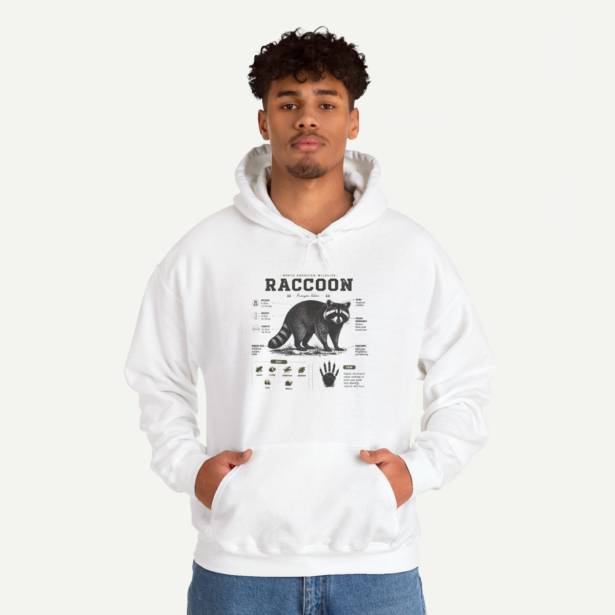 Raccoon Anatomy Hoodie — Vintage Wildlife Illustration Sweatshirt